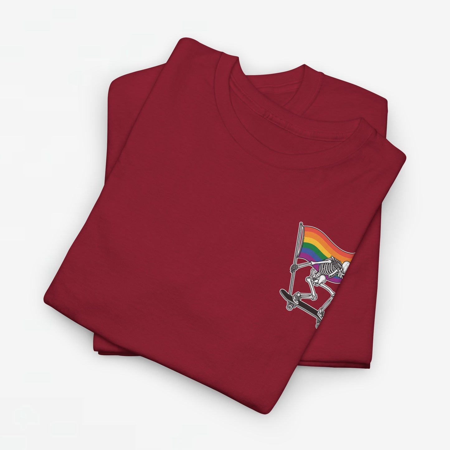 Gay Pride T-shirt - Skelet Pride Regenboog Flag - Back Print - Oversized #71