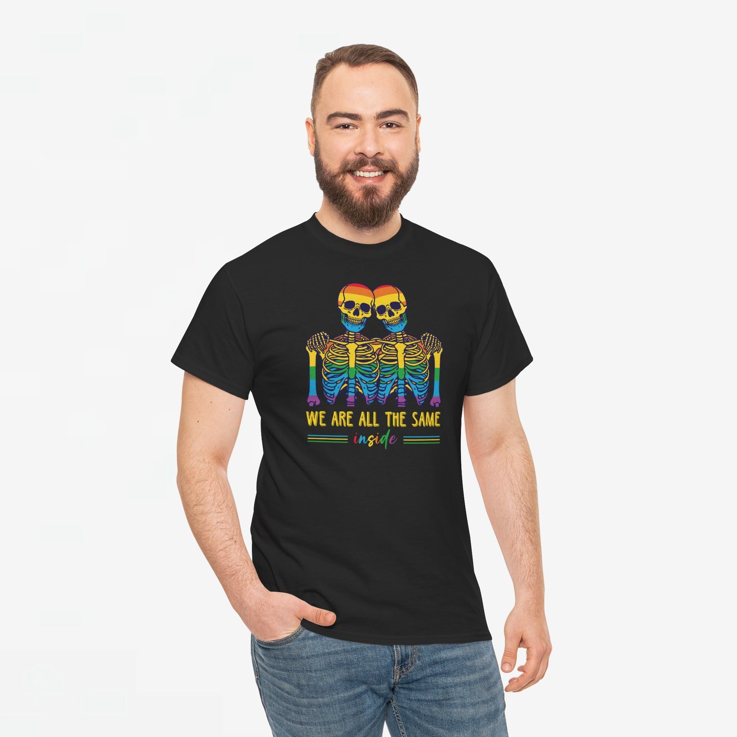 Gay Pride T-shirt - Skelet We Are All The Same - Oversized #79