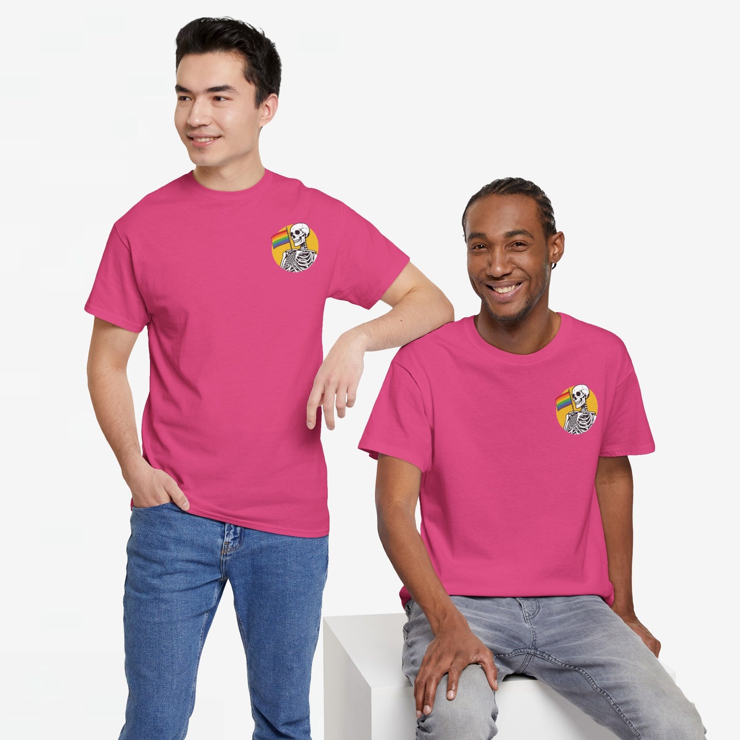 Gay Pride T-shirt - Skelet Pride Vlag - Back Print - Oversized #68