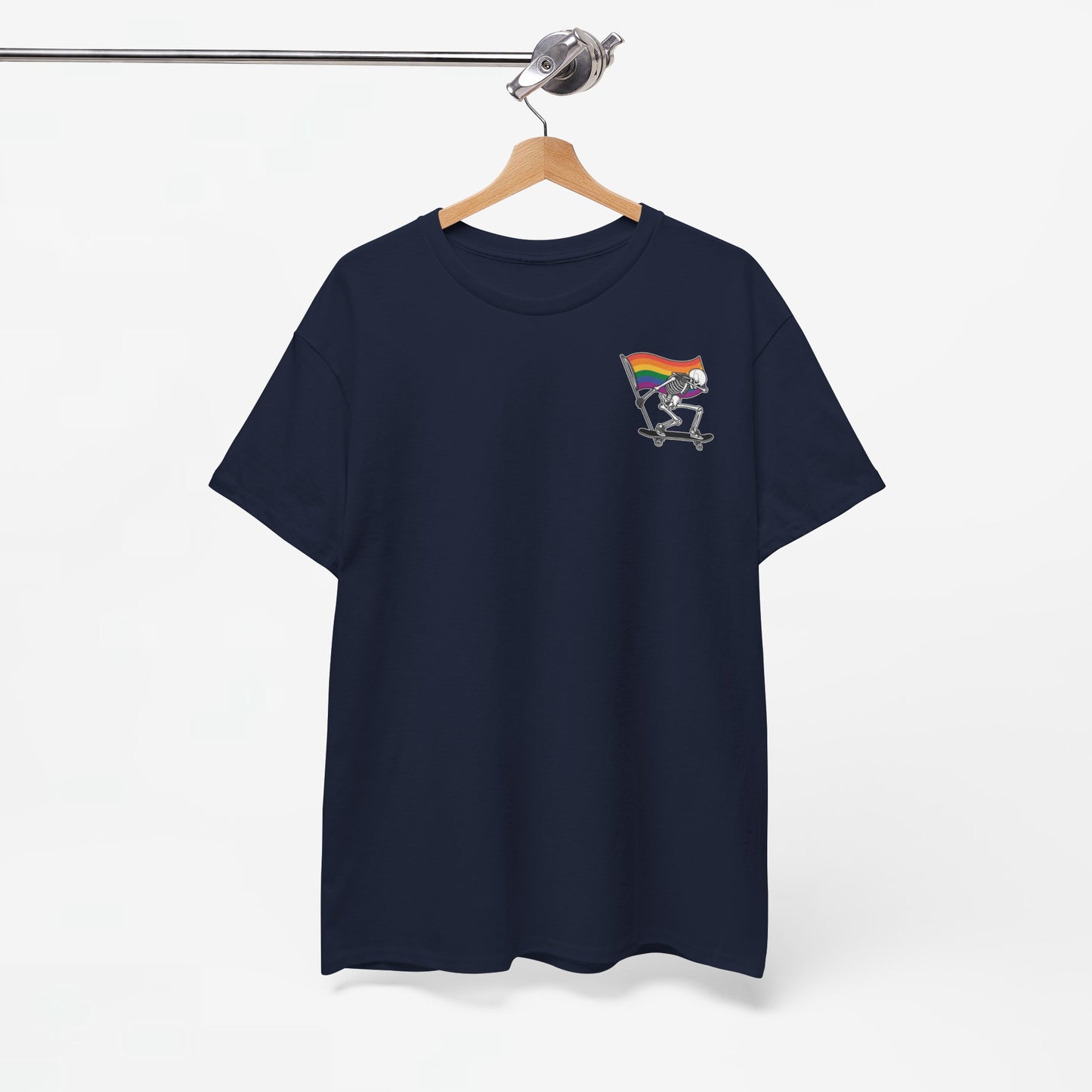 Gay Pride T-shirt - Skelet Pride Regenboog Flag - Back Print - Oversized #71
