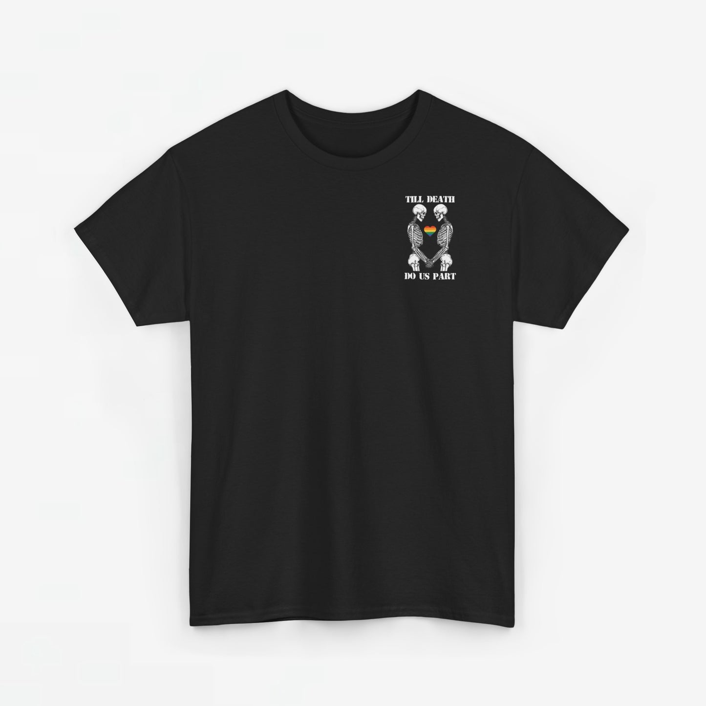 Gay Pride T-shirt - Skelet Echtpaar Till Death Do Us Part - Back Print - Oversized #74