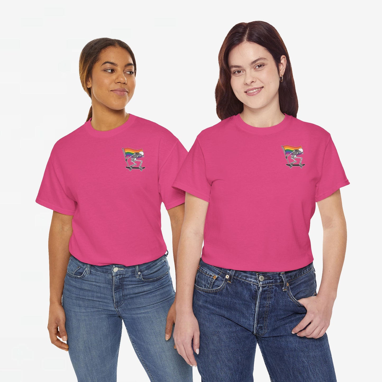 Gay Pride T-shirt - Skelet Pride Regenboog Flag - Back Print - Oversized #71