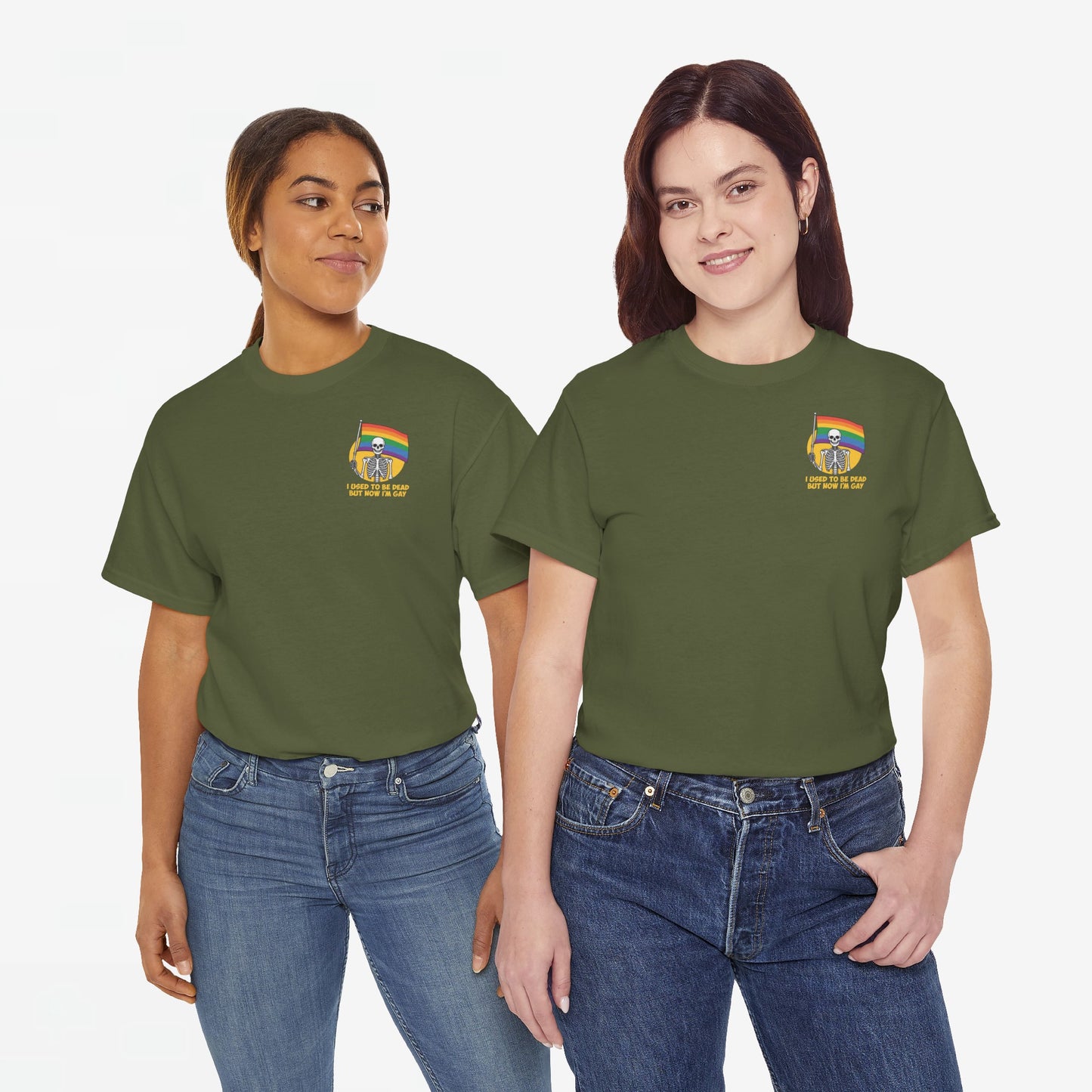 Gay Pride T-shirt - Skelet I used to be dead but now I'm Gay - Back Print - Oversized #78