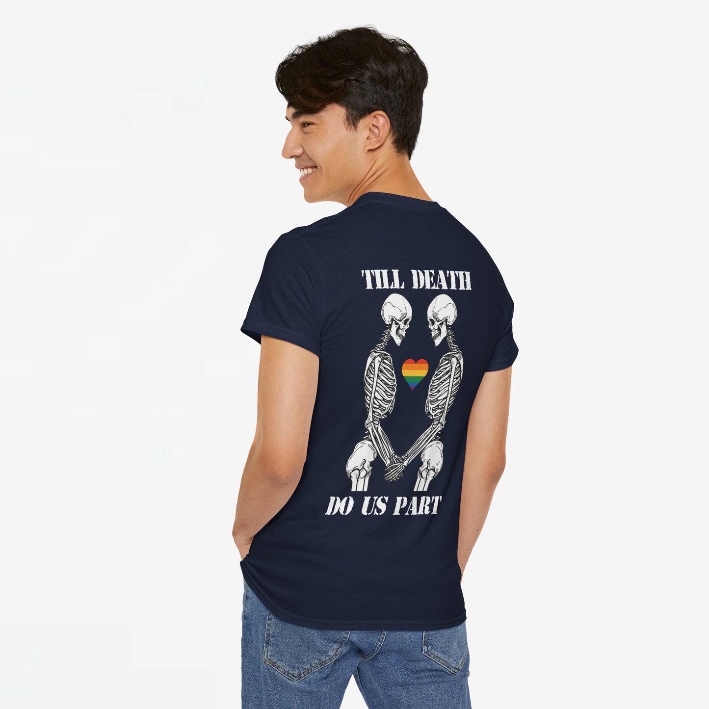 Gay Pride T-shirt - Skelet Echtpaar Till Death Do Us Part - Back Print - Oversized #74