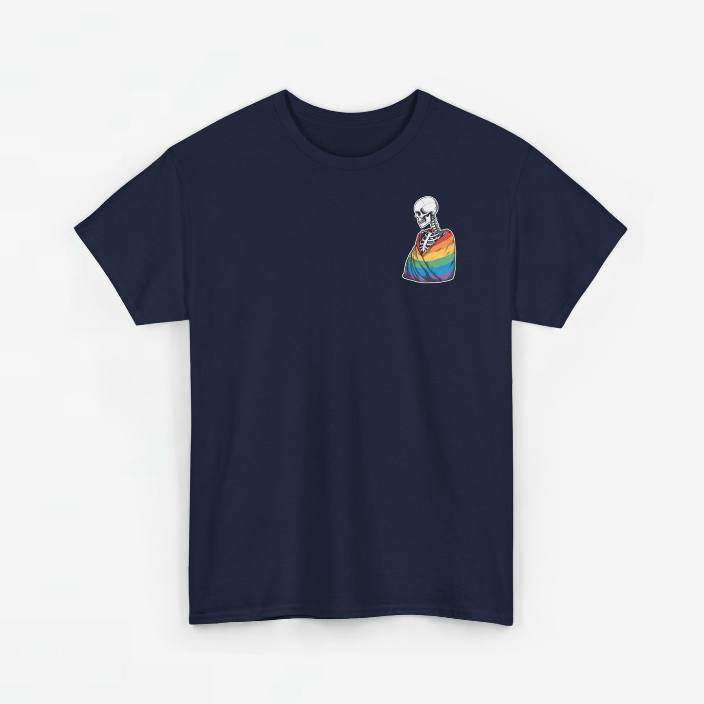 Gay Pride T-shirt - Skelet Regenboog Pride Vlag - Back Print - Oversized #76