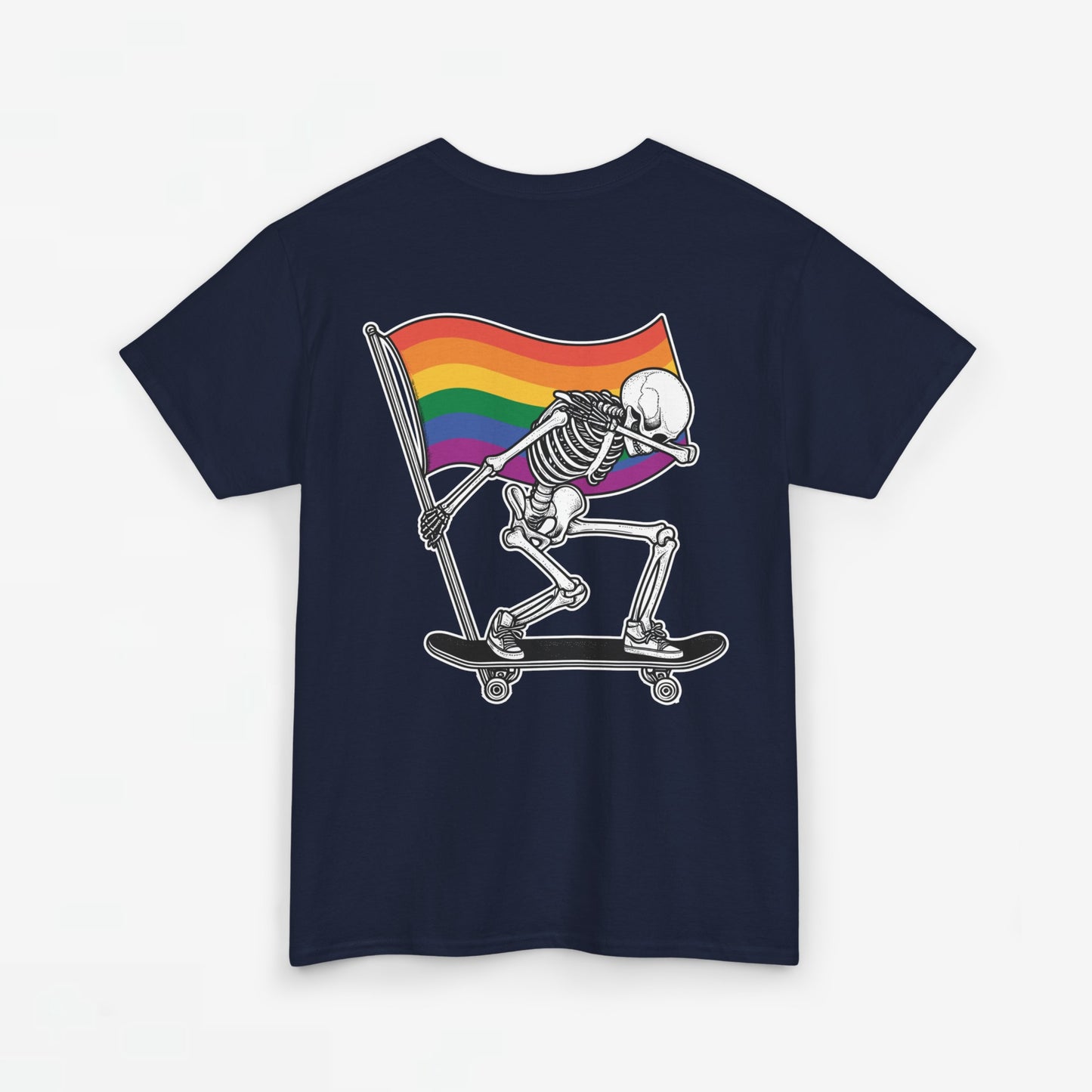 Gay Pride T-shirt - Skelet Pride Regenboog Flag - Back Print - Oversized #71