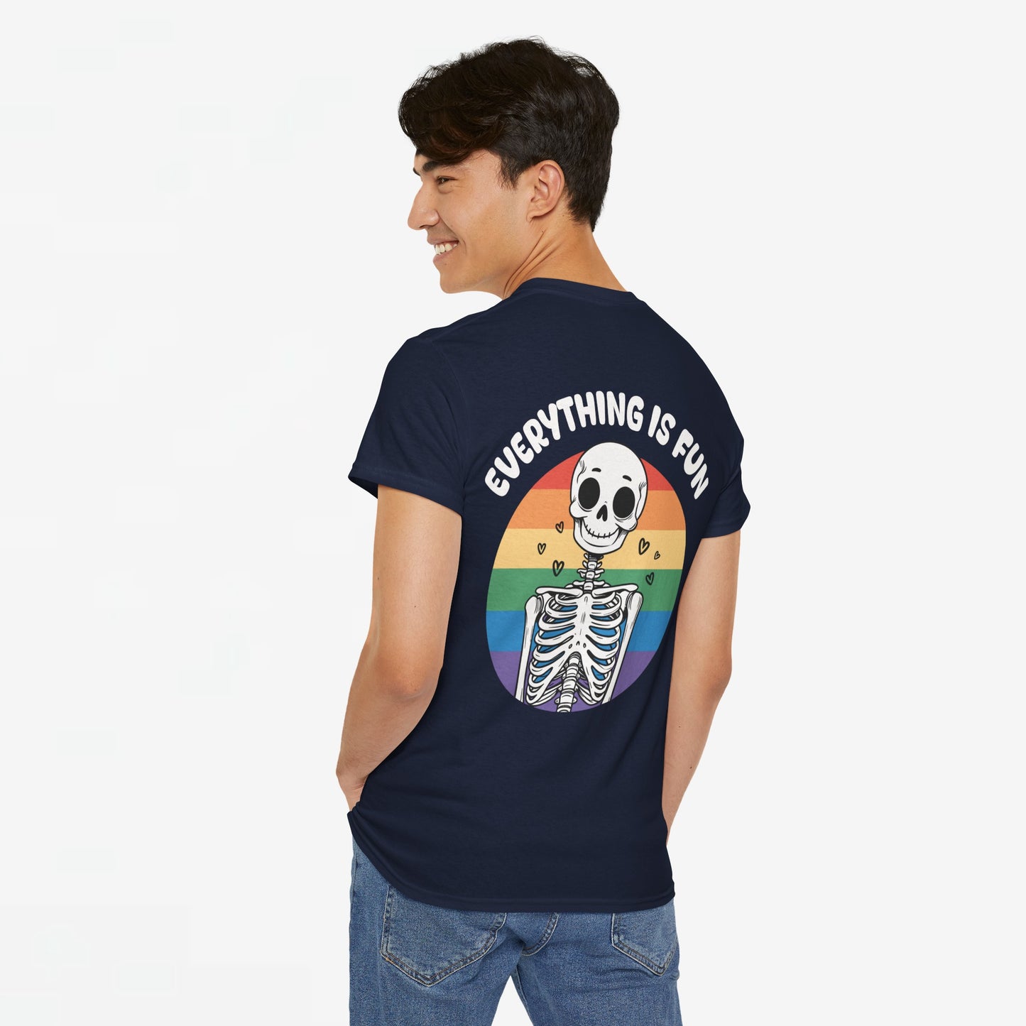 Gay Pride T-shirt - Skelet Everything is Fun - Back Print - Oversized #66
