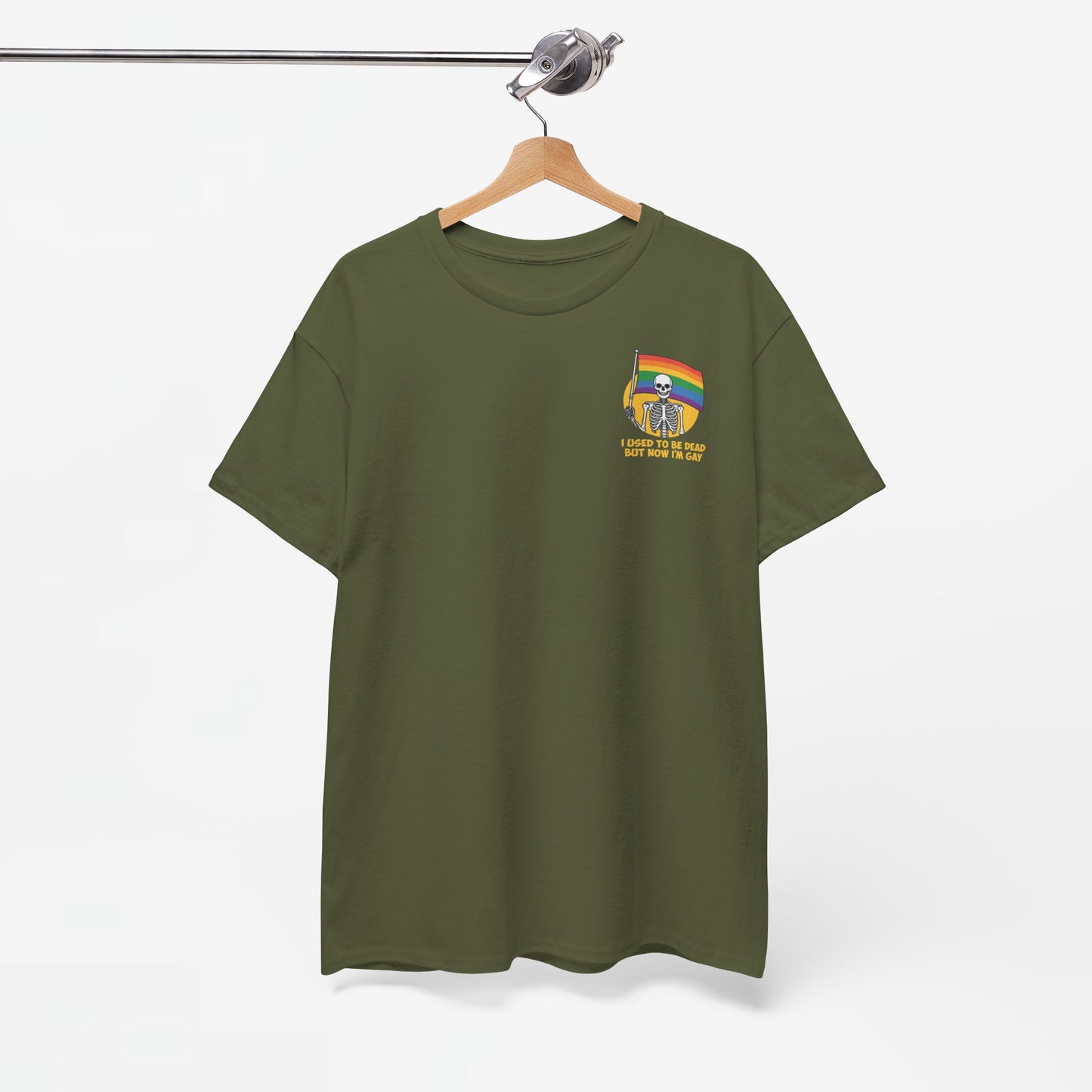 Gay Pride T-shirt - Skelet I used to be dead but now I'm Gay - Back Print - Oversized #78