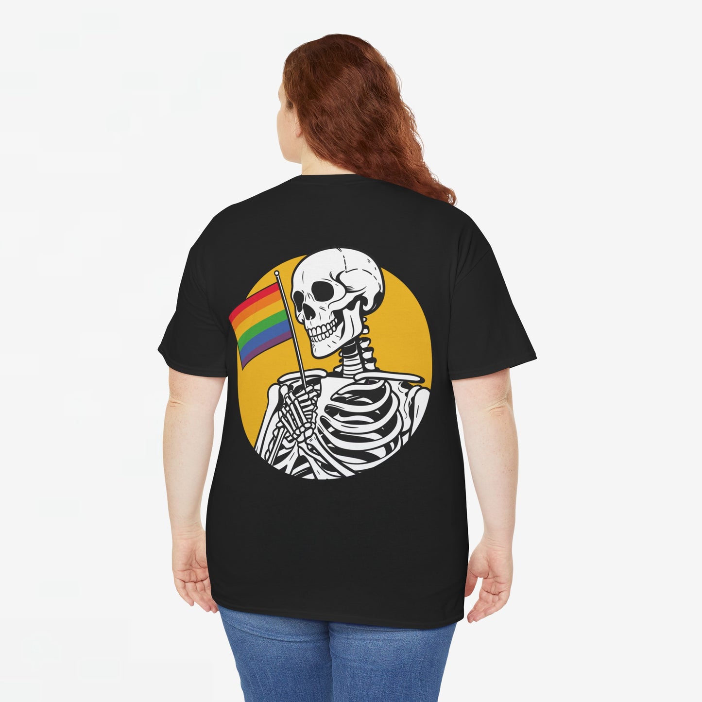 Gay Pride T-shirt - Skelet Pride Vlag - Back Print - Oversized #68