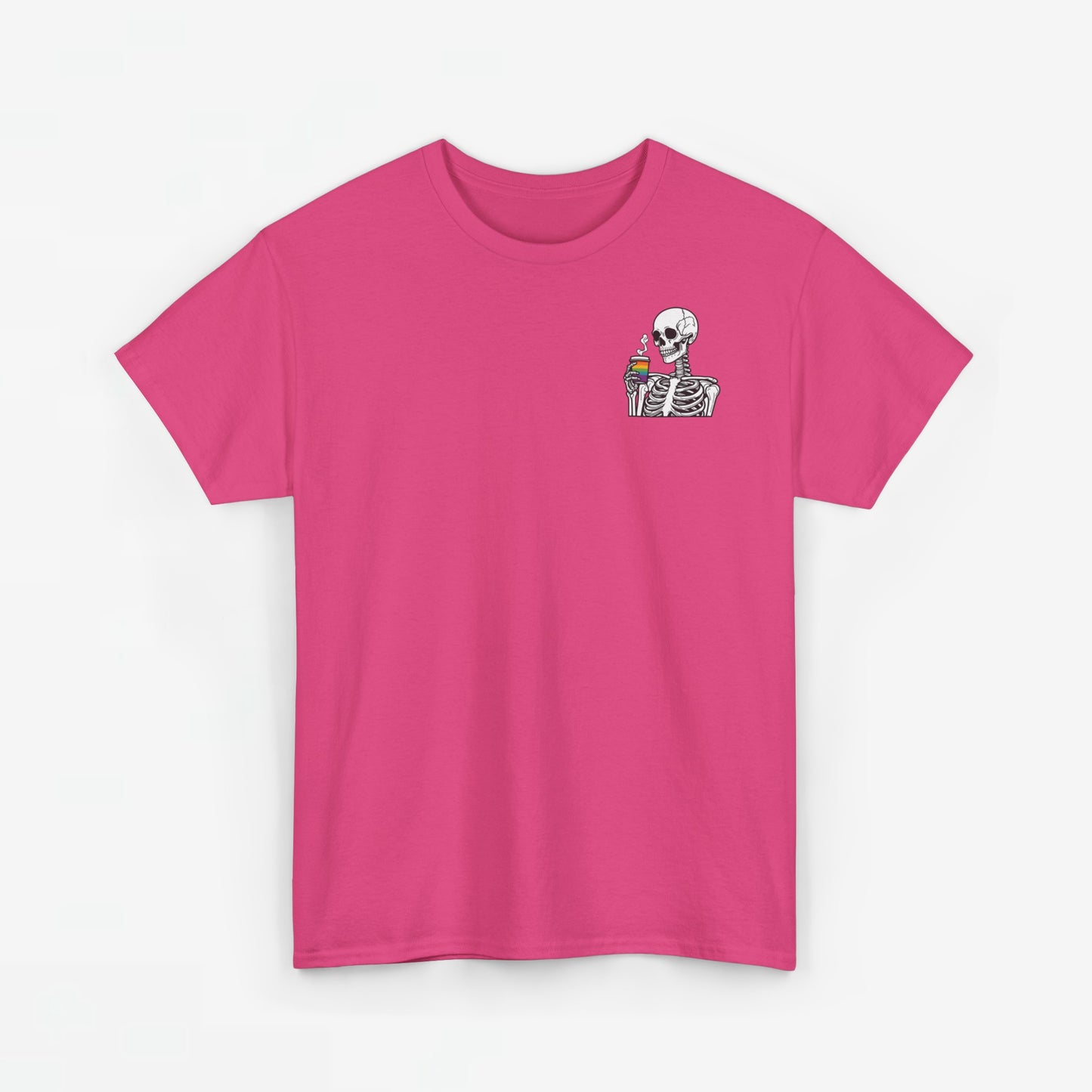 Gay Pride T-shirt - Skelet Regenboog Koffie - Oversized #73