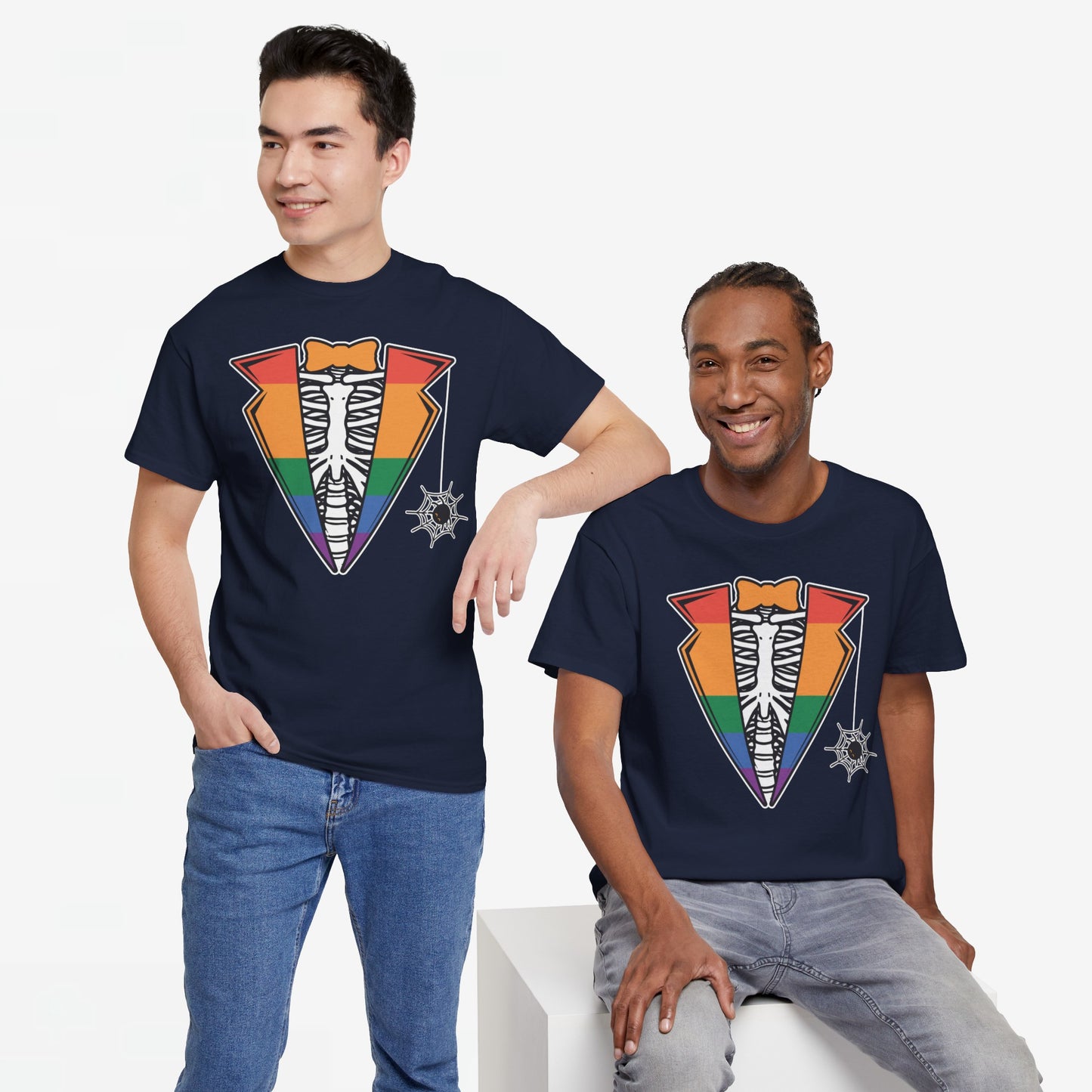 Gay Pride T-shirt - Skelet Regenboog Suit - Oversized #72