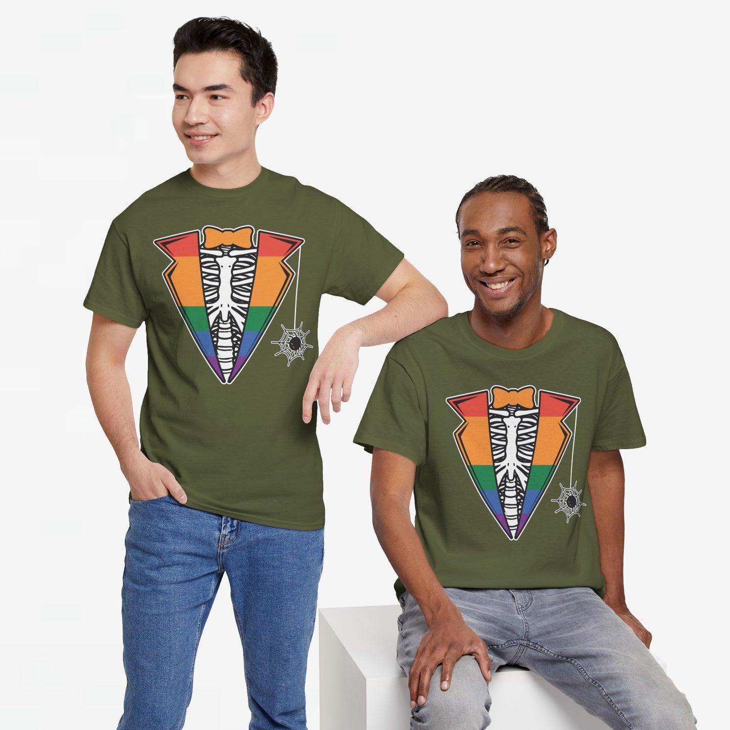 Gay Pride T-shirt - Skelet Regenboog Suit - Oversized #72