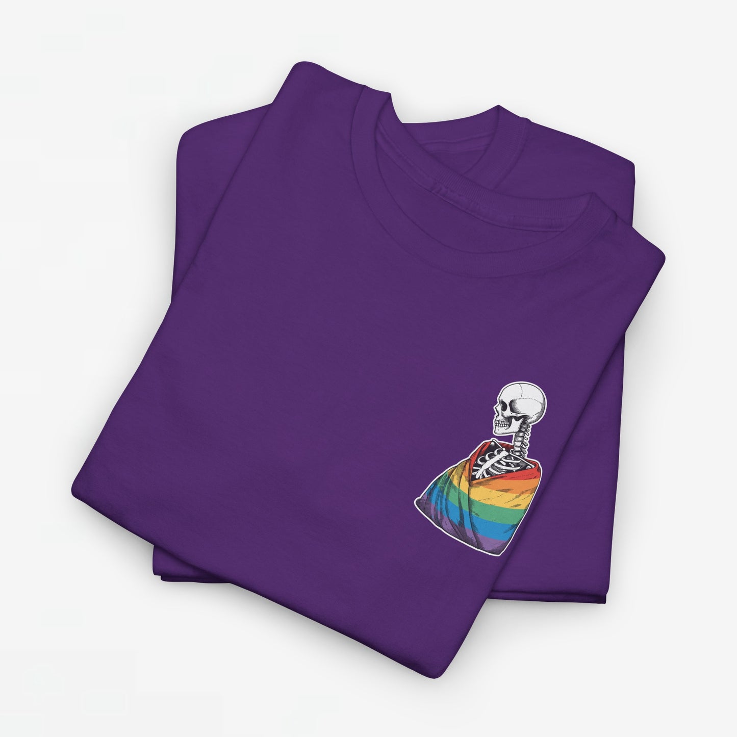 Gay Pride T-shirt - Skelet Regenboog Pride Vlag - Back Print - Oversized #76