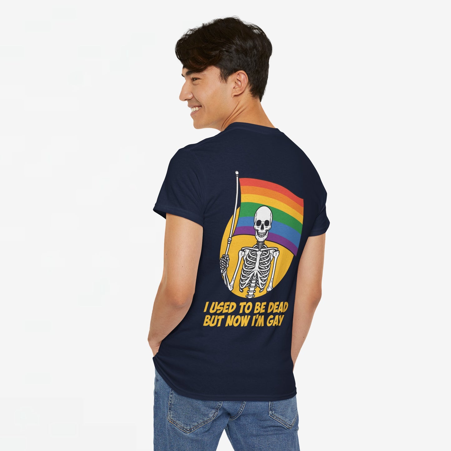 Gay Pride T-shirt - Skelet I used to be dead but now I'm Gay - Back Print - Oversized #78