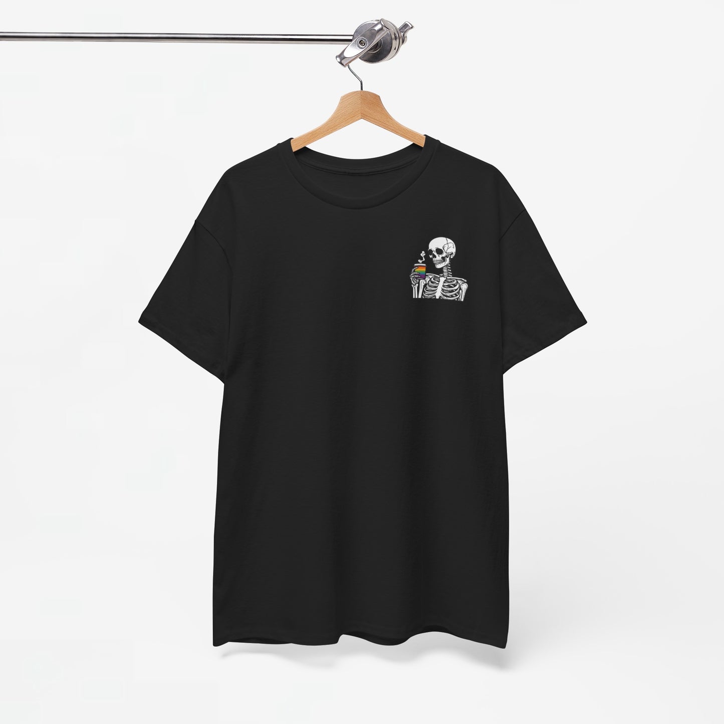Gay Pride T-shirt - Skelet Regenboog Koffie - Oversized #73