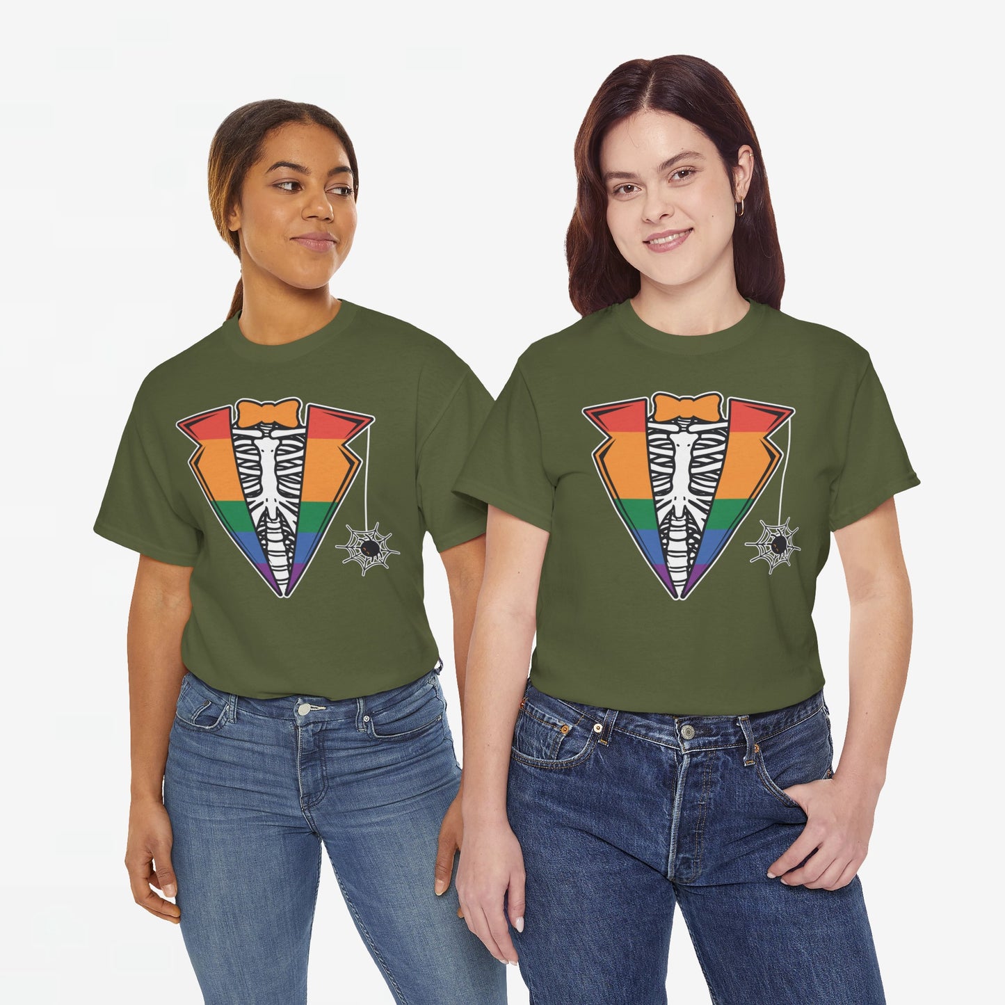 Gay Pride T-shirt - Skelet Regenboog Suit - Oversized #72