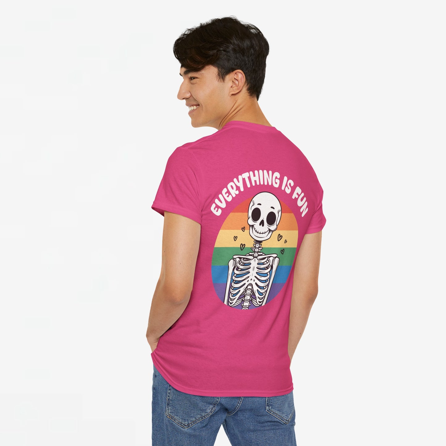 Gay Pride T-shirt - Skelet Everything is Fun - Back Print - Oversized #66