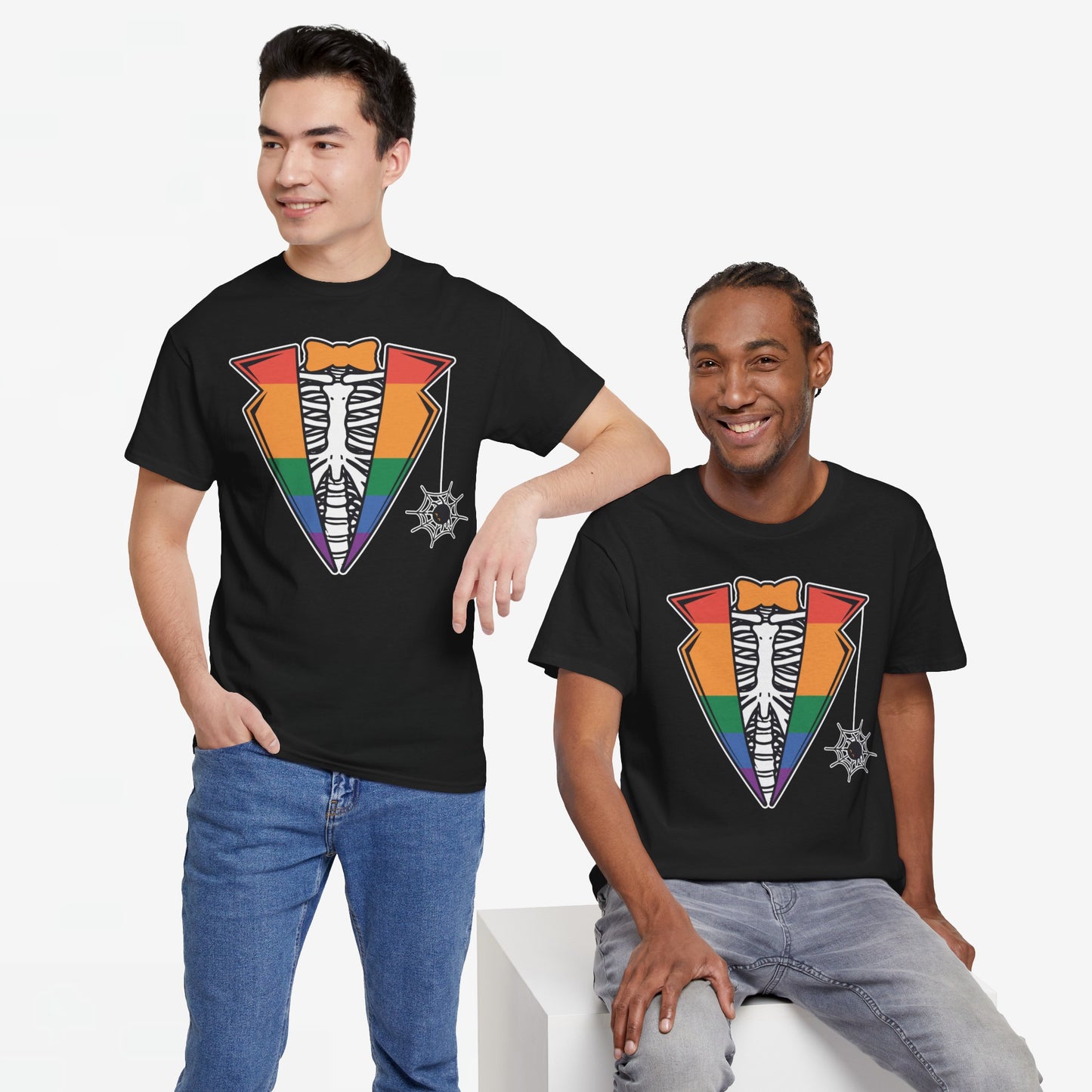 Gay Pride T-shirt - Skelet Regenboog Suit - Oversized #72