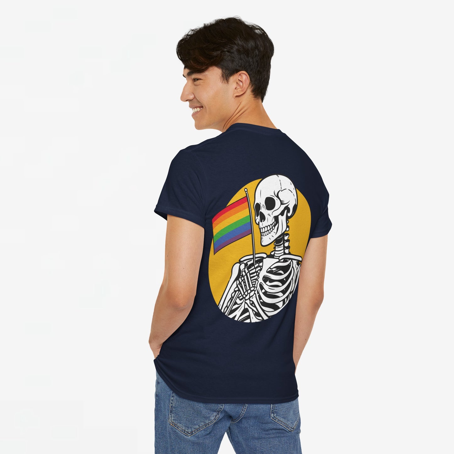 Gay Pride T-shirt - Skelet Pride Vlag - Back Print - Oversized #68