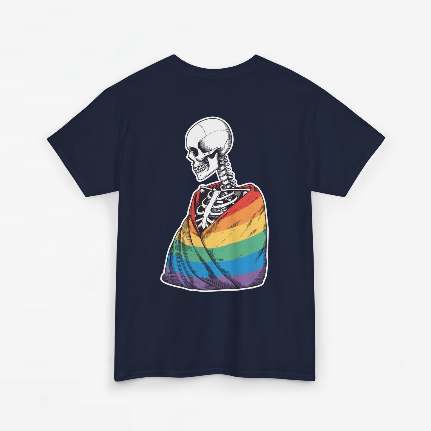 Gay Pride T-shirt - Skelet Regenboog Pride Vlag - Back Print - Oversized #76