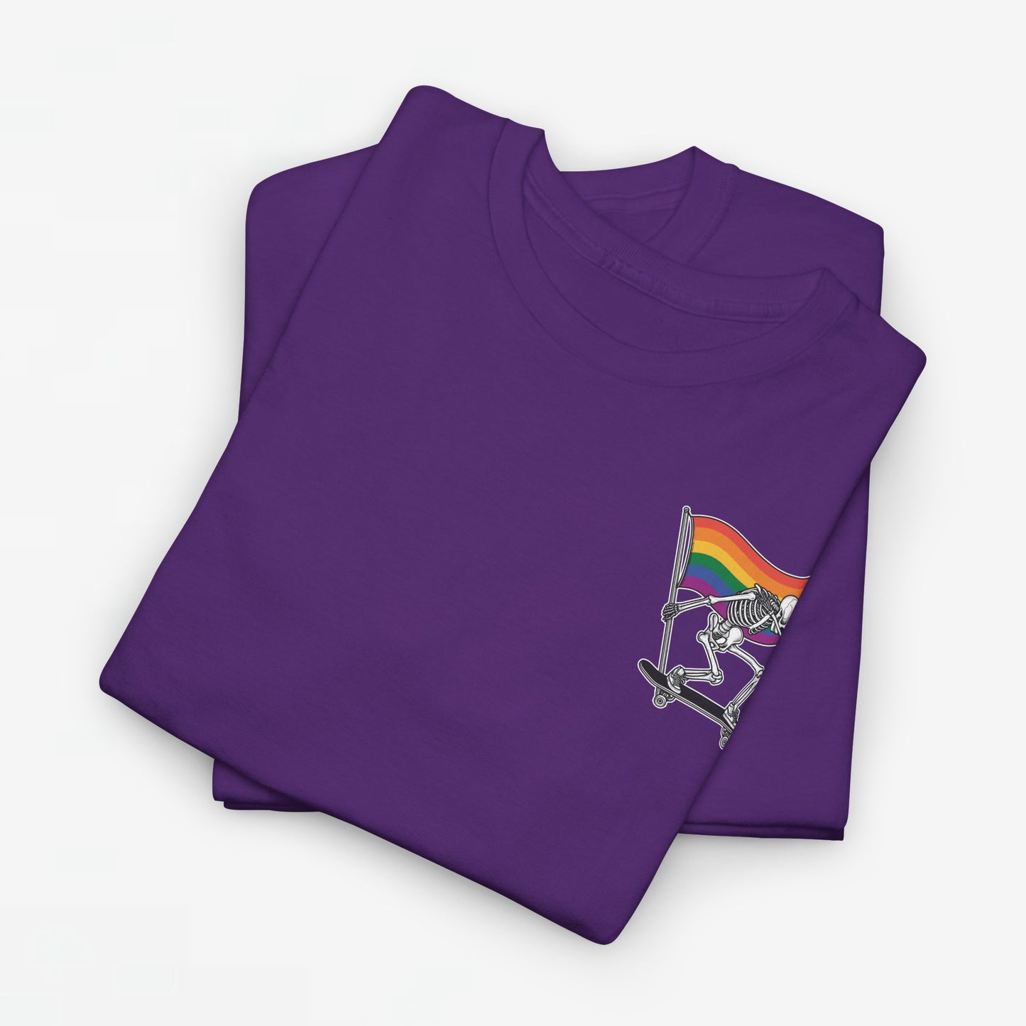 Gay Pride T-shirt - Skelet Pride Regenboog Flag - Back Print - Oversized #71