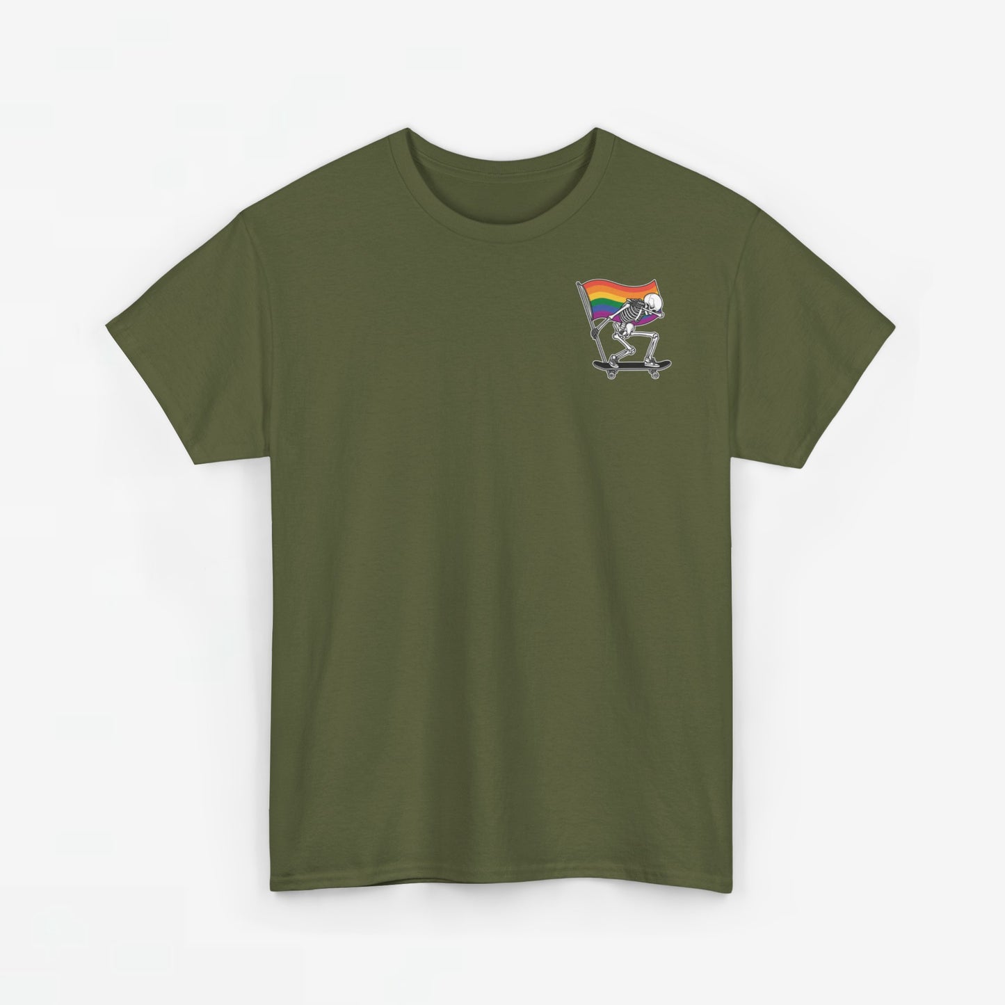 Gay Pride T-shirt - Skelet Pride Regenboog Flag - Back Print - Oversized #71