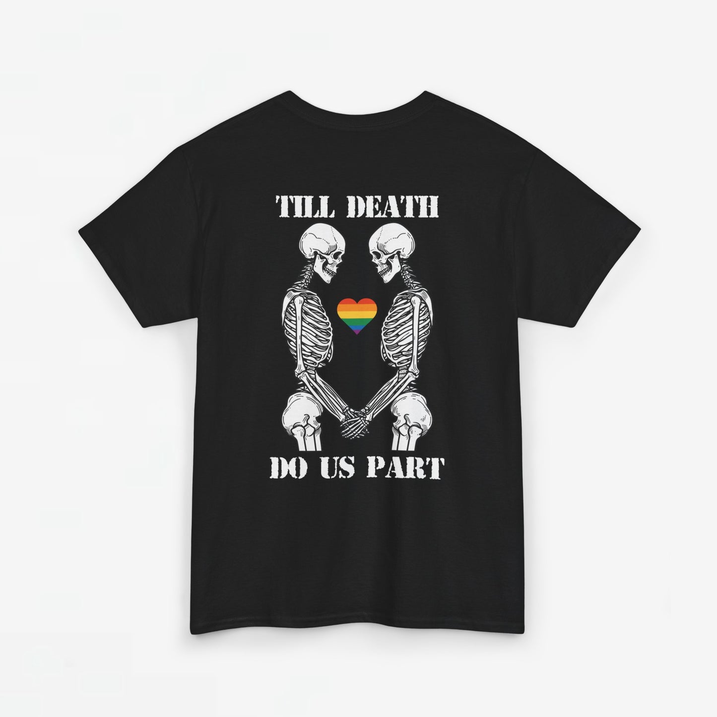 Gay Pride T-shirt - Skelet Echtpaar Till Death Do Us Part - Back Print - Oversized #74