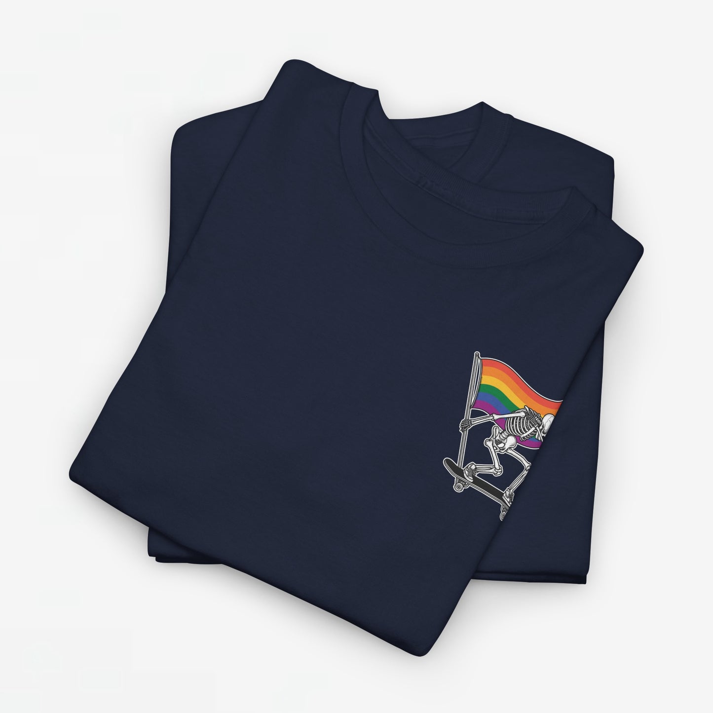 Gay Pride T-shirt - Skelet Pride Regenboog Flag - Back Print - Oversized #71