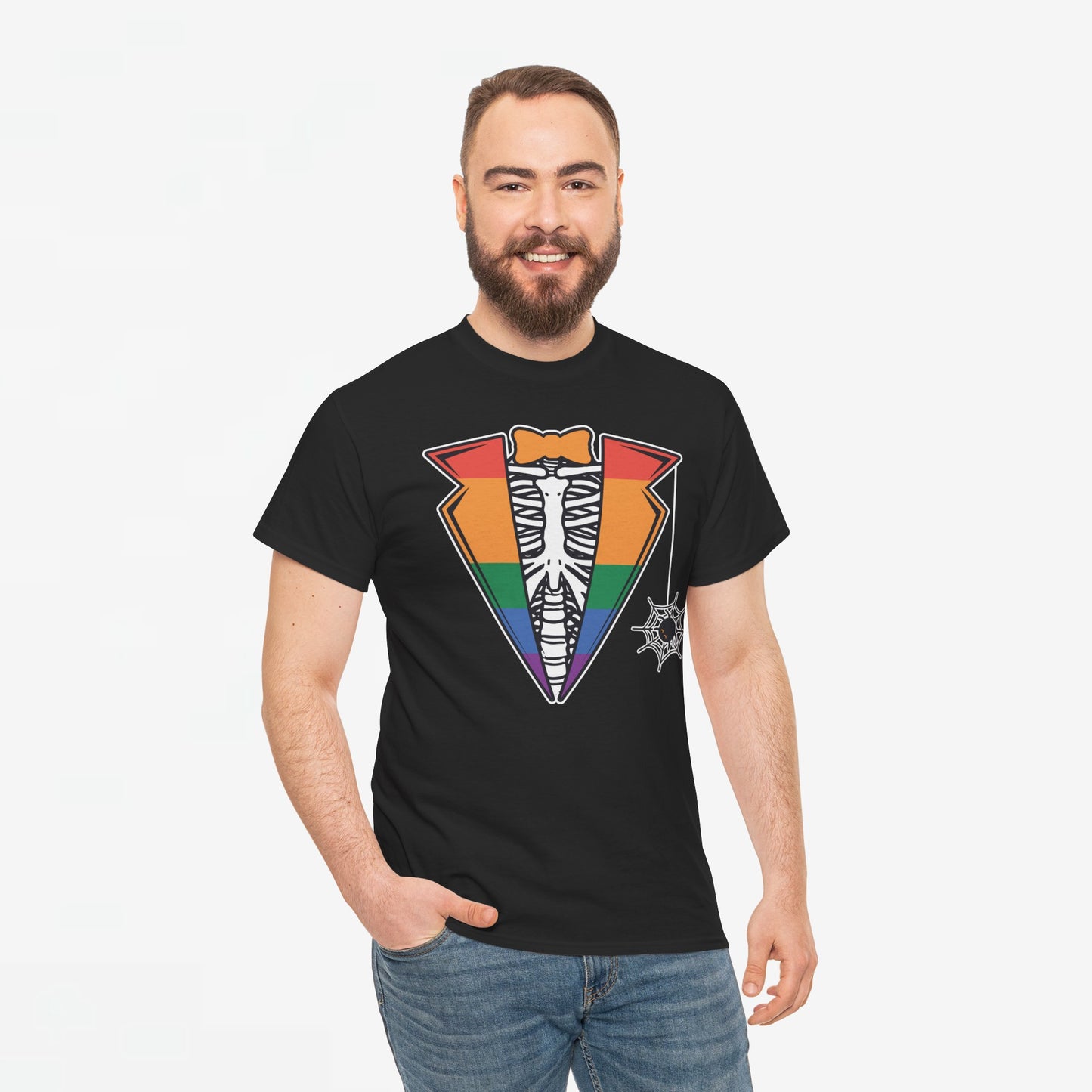 Gay Pride T-shirt - Skelet Regenboog Suit - Oversized #72