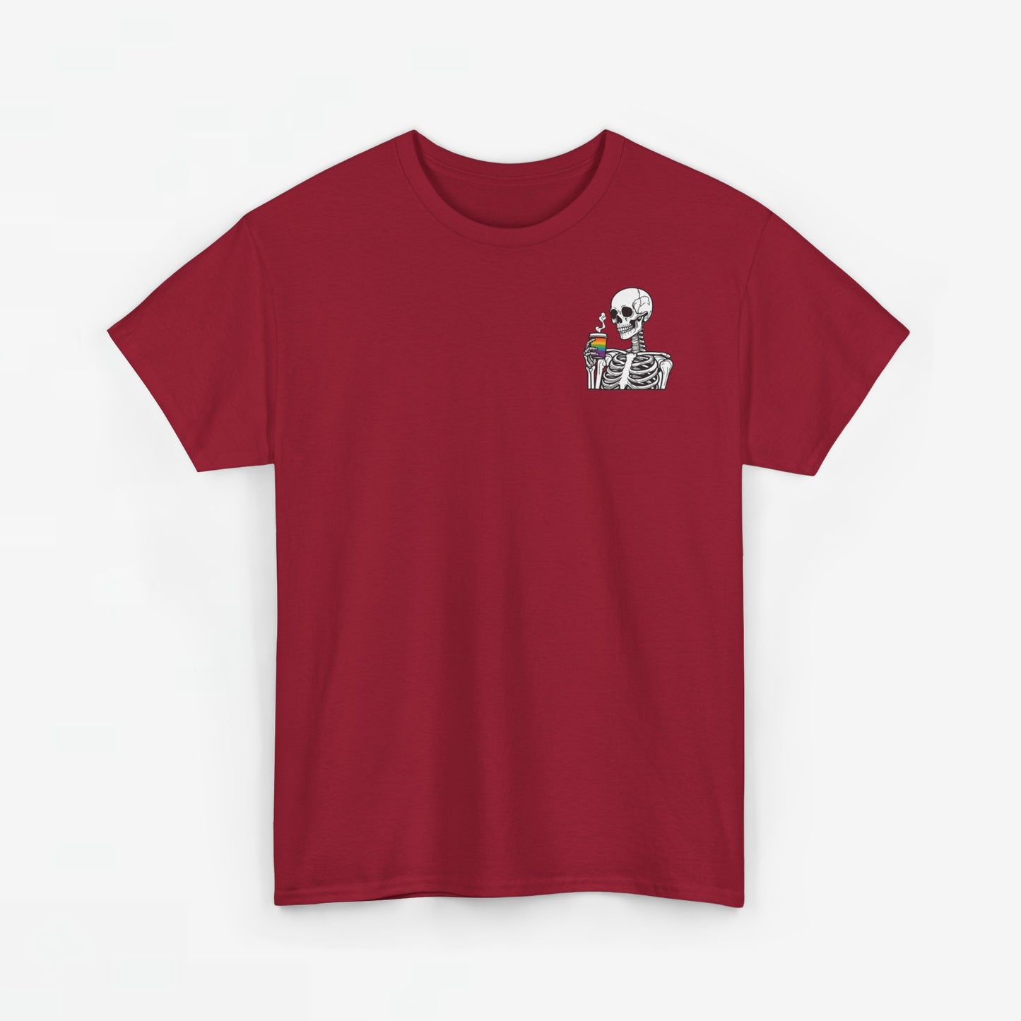 Gay Pride T-shirt - Skelet Regenboog Koffie - Oversized #73