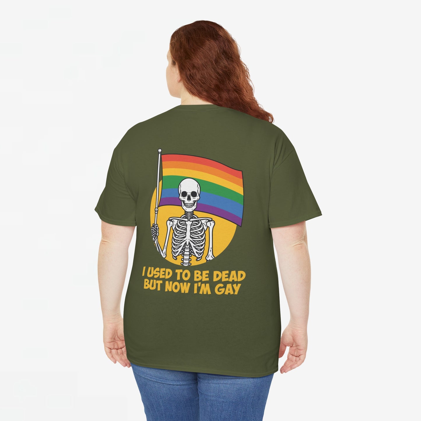 Gay Pride T-shirt - Skelet I used to be dead but now I'm Gay - Back Print - Oversized #78