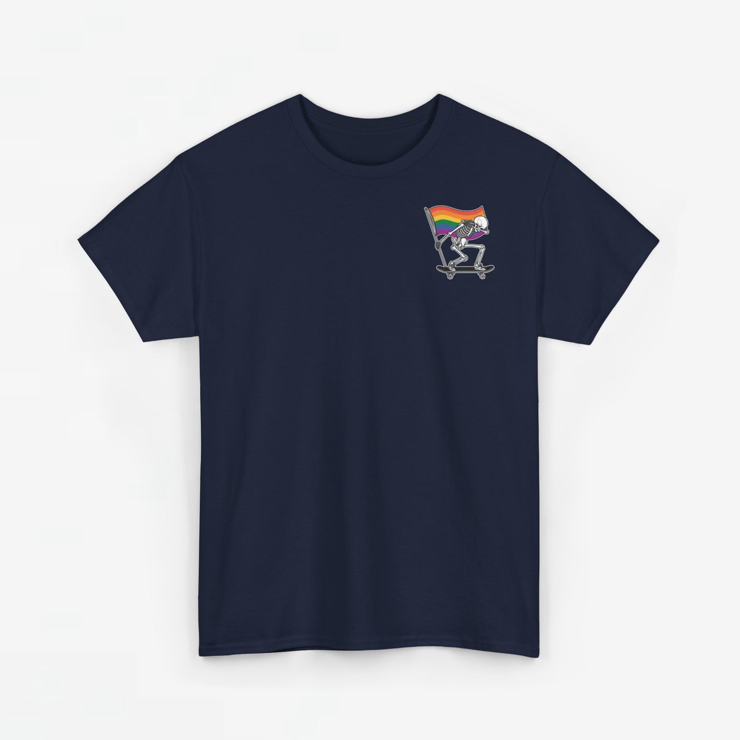 Gay Pride T-shirt - Skelet Pride Regenboog Flag - Back Print - Oversized #71