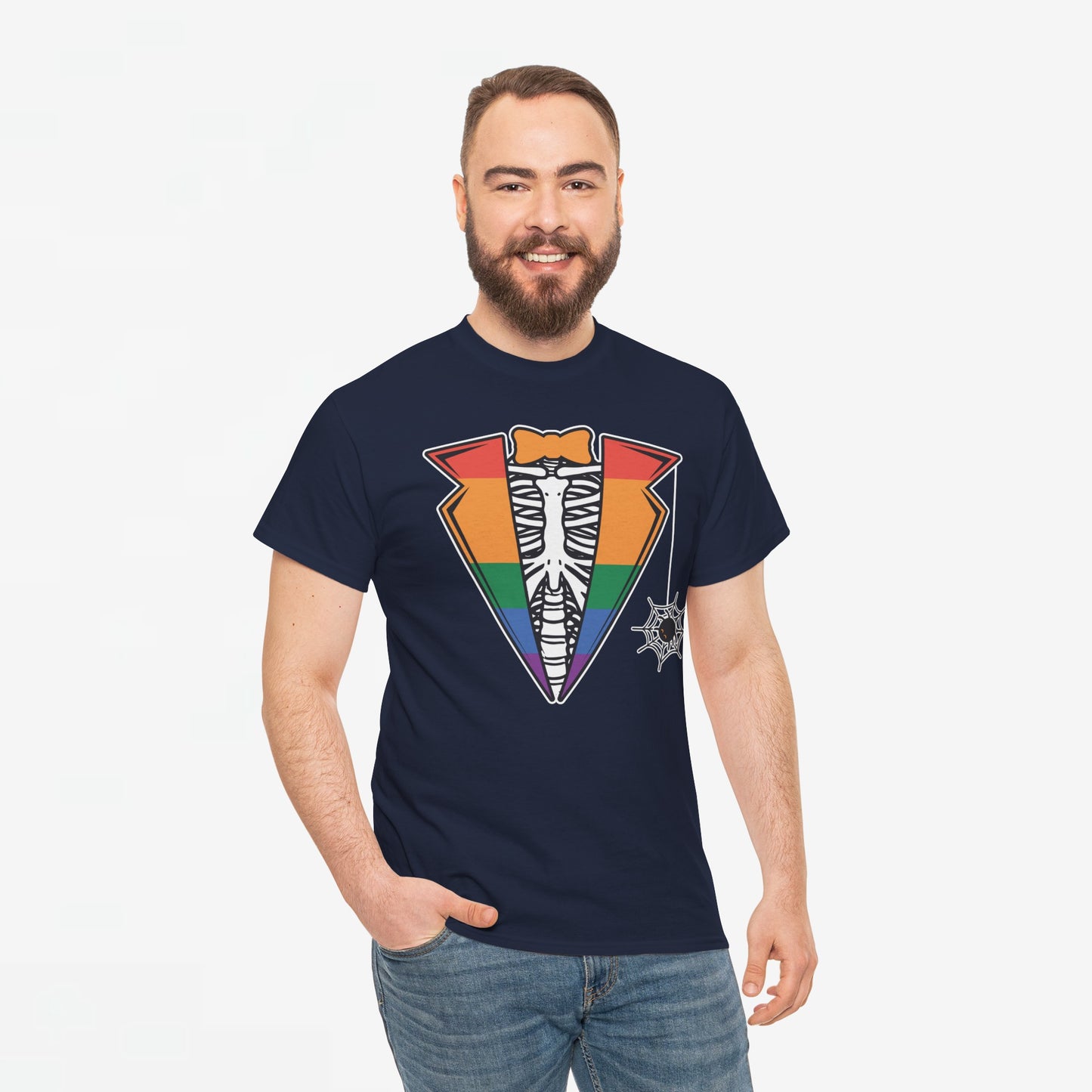 Gay Pride T-shirt - Skelet Regenboog Suit - Oversized #72