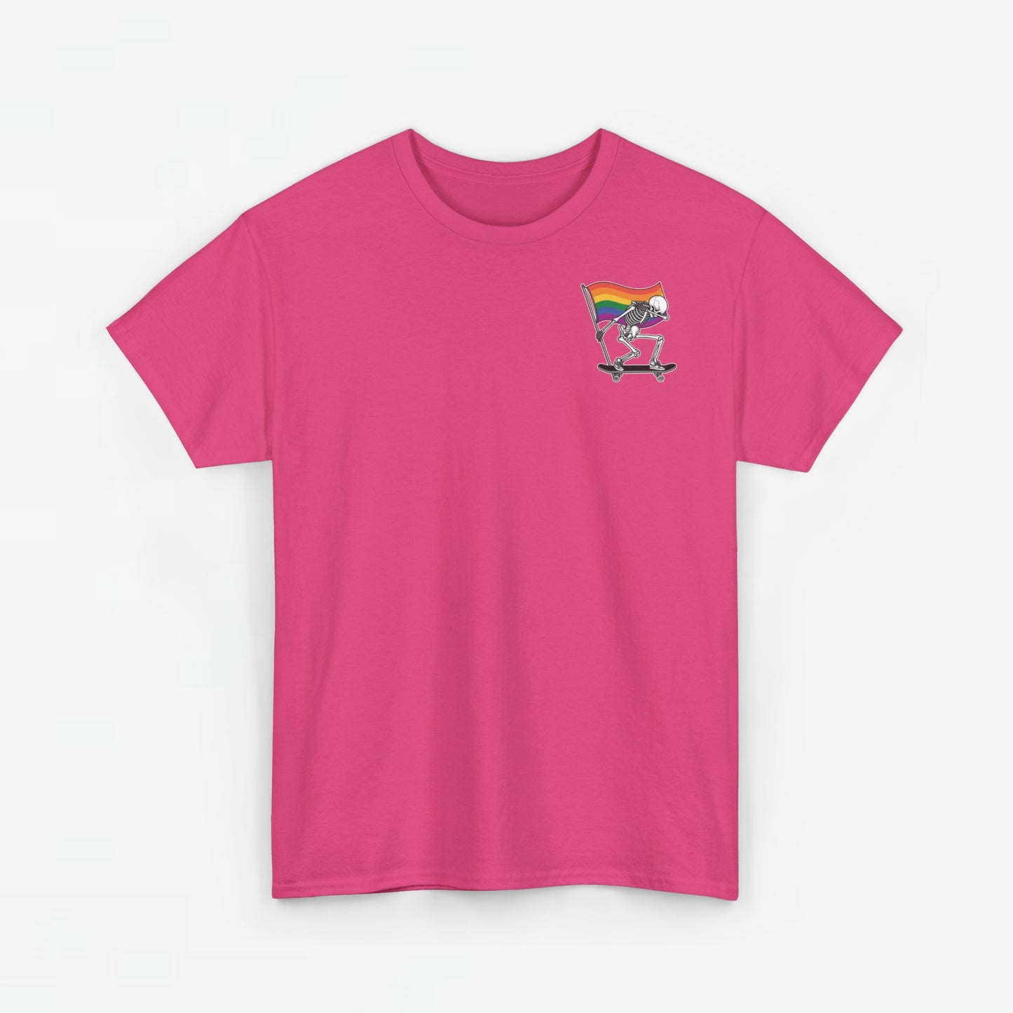 Gay Pride T-shirt - Skelet Pride Regenboog Flag - Back Print - Oversized #71