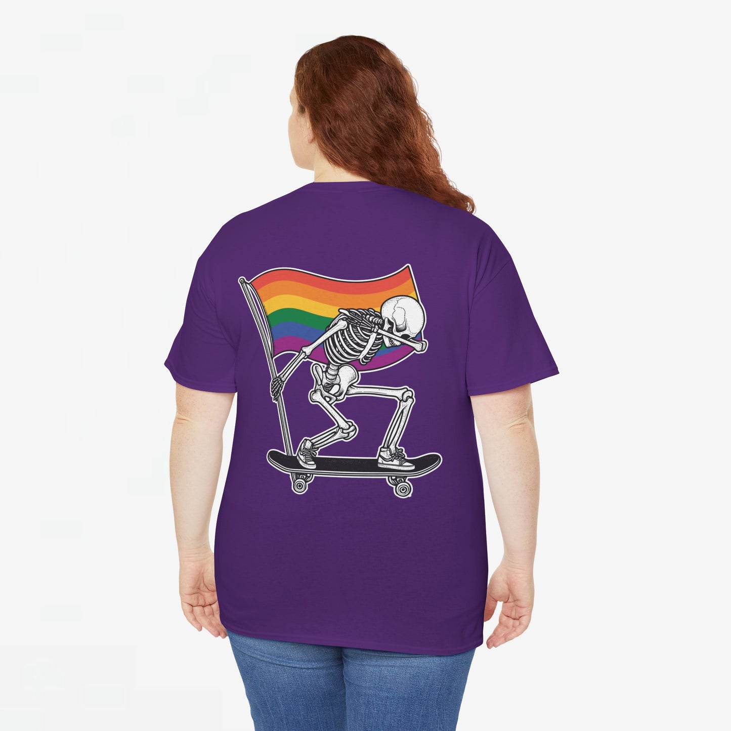 Gay Pride T-shirt - Skelet Pride Regenboog Flag - Back Print - Oversized #71