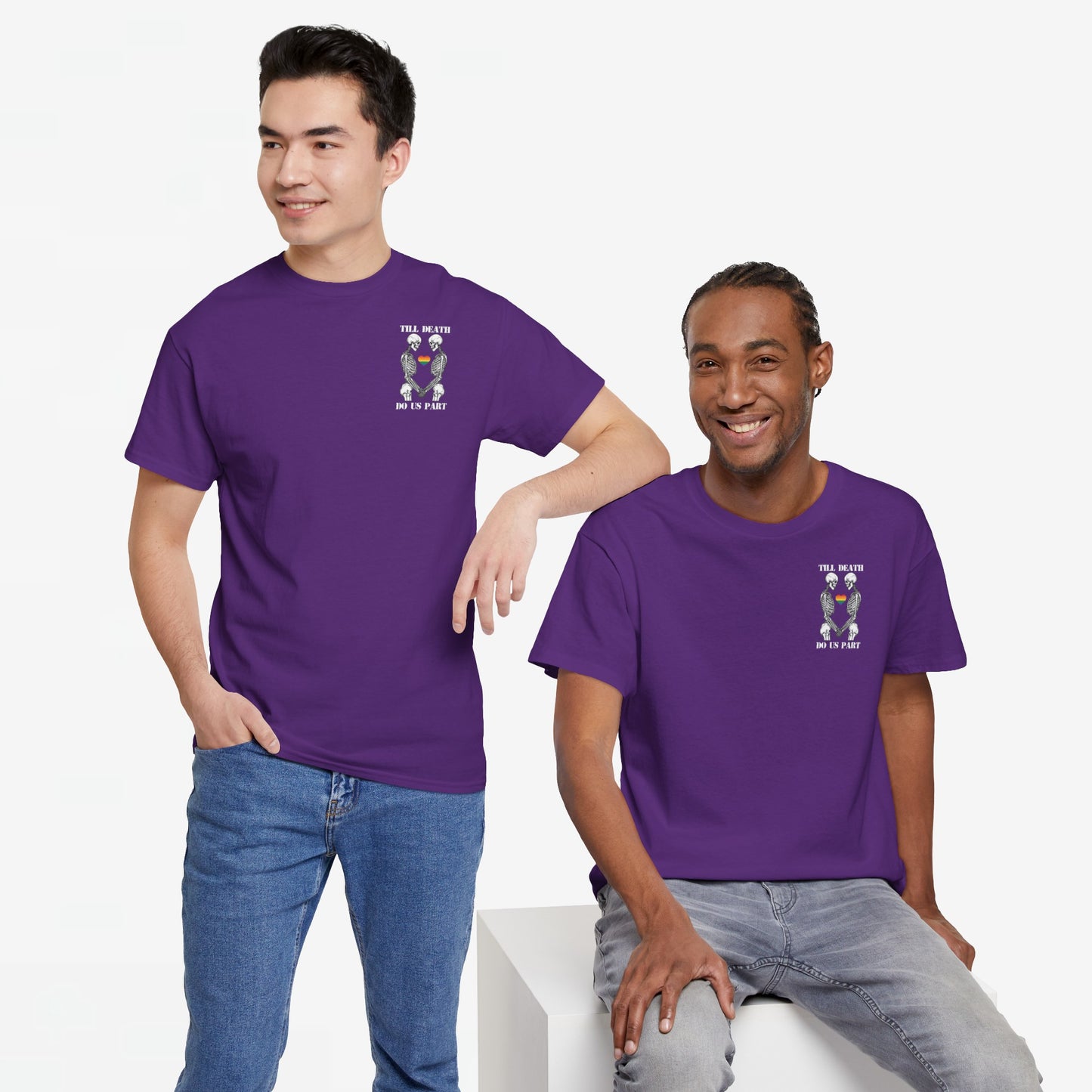 Gay Pride T-shirt - Skelet Echtpaar Till Death Do Us Part - Back Print - Oversized #74