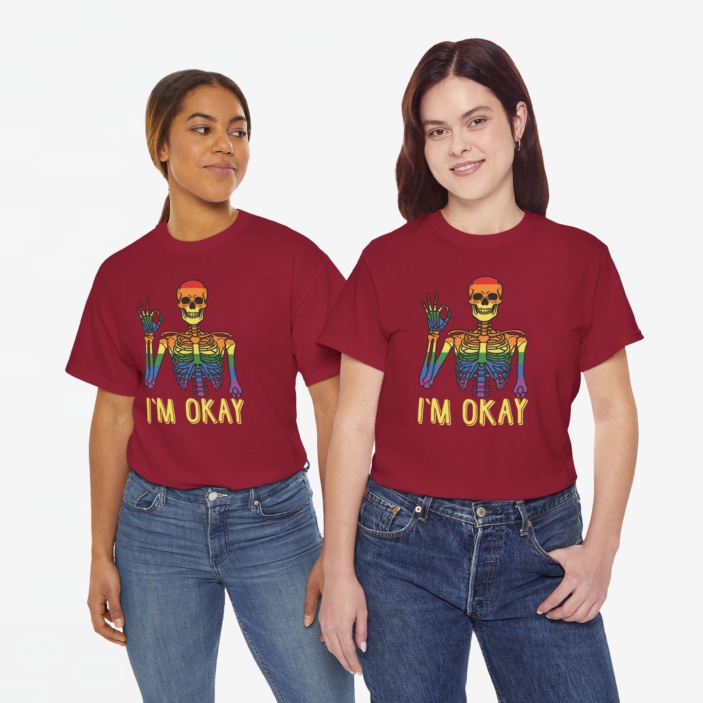Gay Pride T-shirt - Skelet I'm Okay - Oversized #69