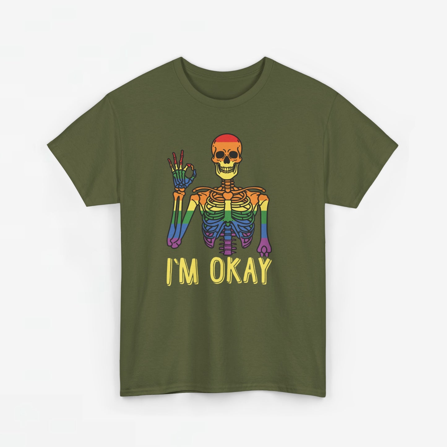 Gay Pride T-shirt - Skelet I'm Okay - Oversized #69