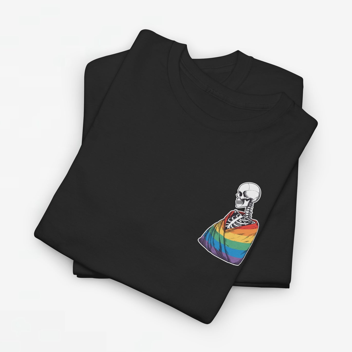 Gay Pride T-shirt - Skelet Regenboog Pride Vlag - Back Print - Oversized #76