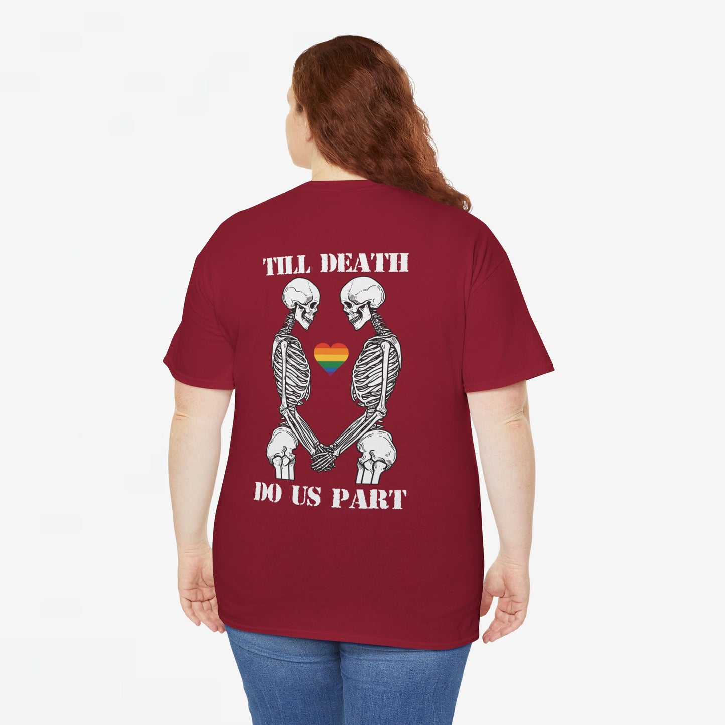 Gay Pride T-shirt - Skelet Echtpaar Till Death Do Us Part - Back Print - Oversized #74