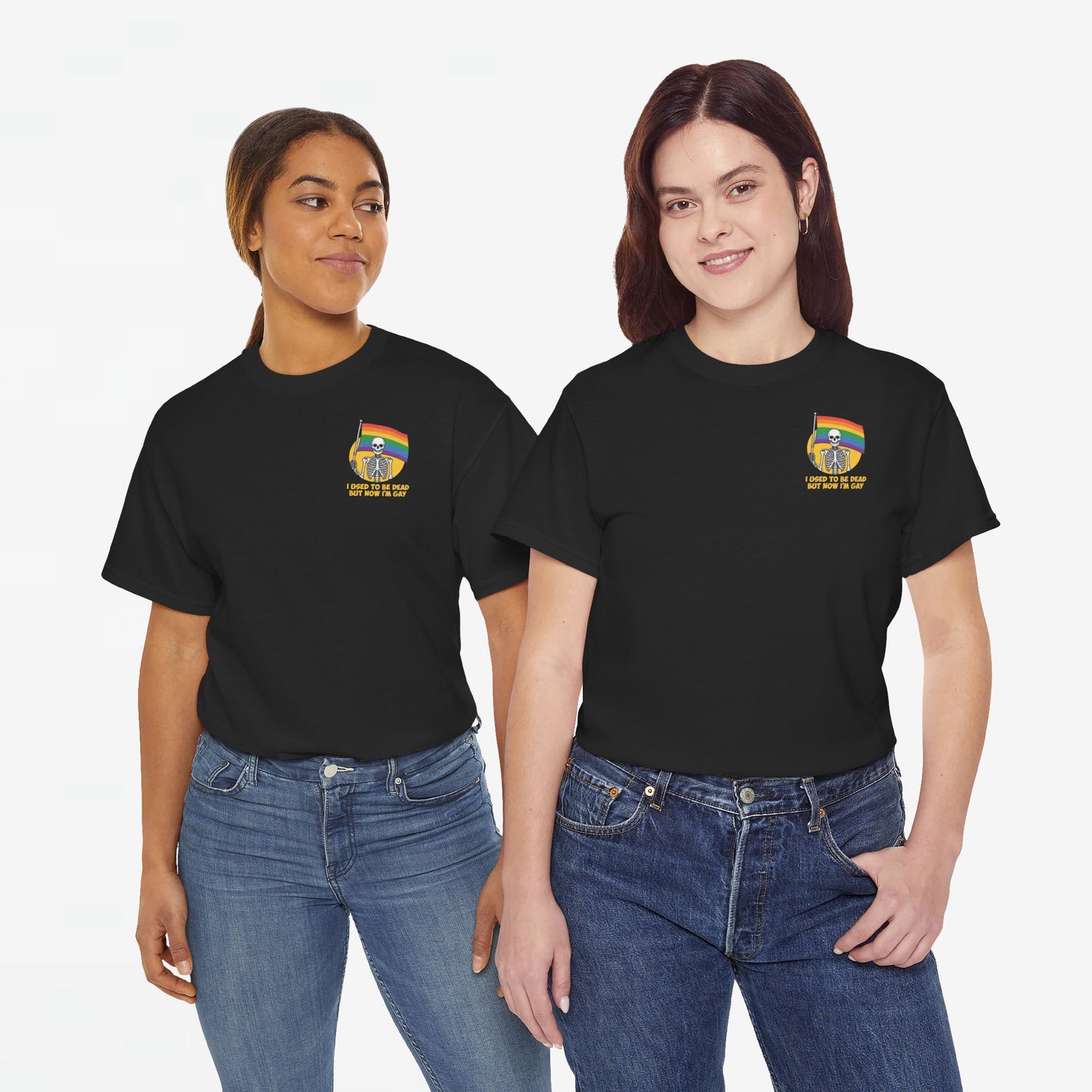 Gay Pride T-shirt - Skelet I used to be dead but now I'm Gay - Back Print - Oversized #78