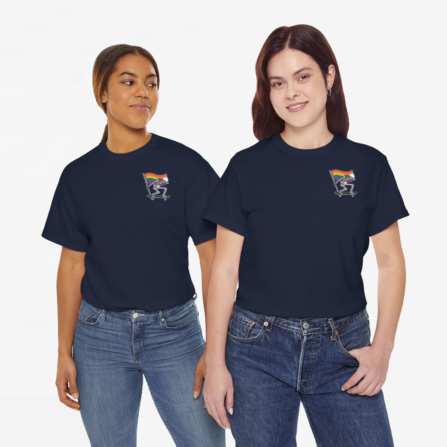 Gay Pride T-shirt - Skelet Pride Regenboog Flag - Back Print - Oversized #71