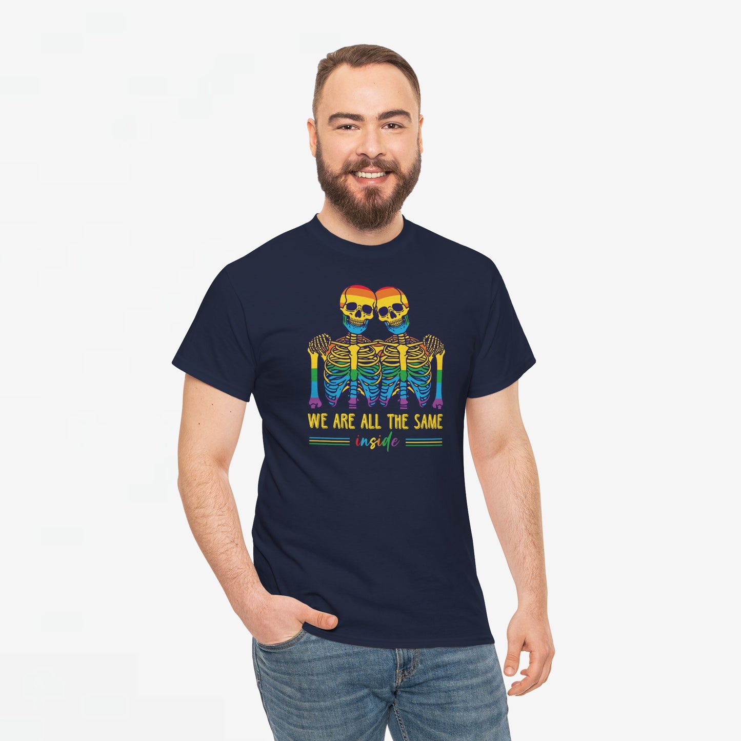 Gay Pride T-shirt - Skelet We Are All The Same - Oversized #79