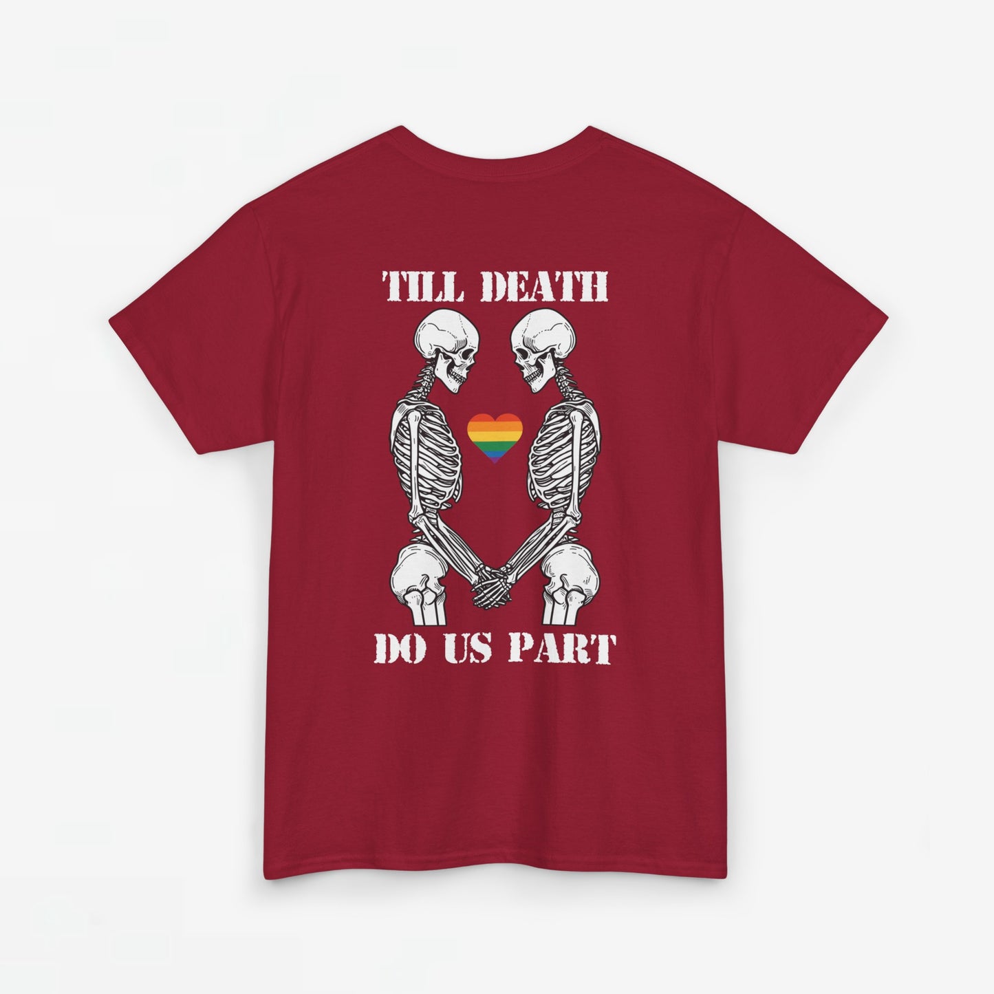 Gay Pride T-shirt - Skelet Echtpaar Till Death Do Us Part - Back Print - Oversized #74