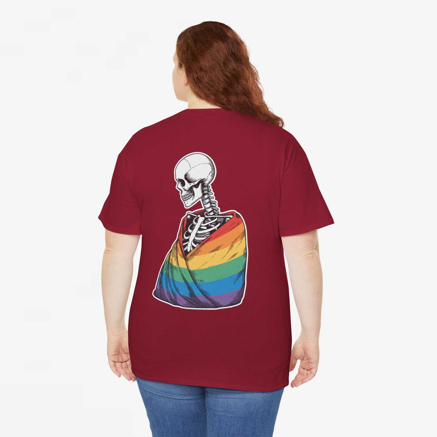 Gay Pride T-shirt - Skelet Regenboog Pride Vlag - Back Print - Oversized #76