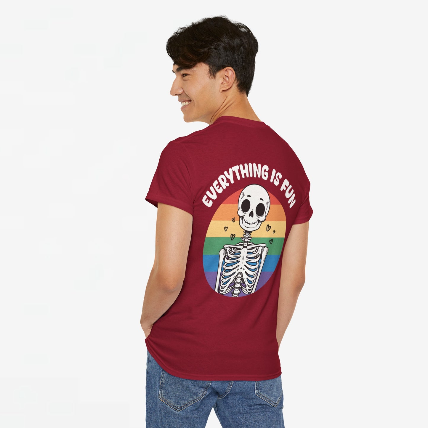 Gay Pride T-shirt - Skelet Everything is Fun - Back Print - Oversized #66