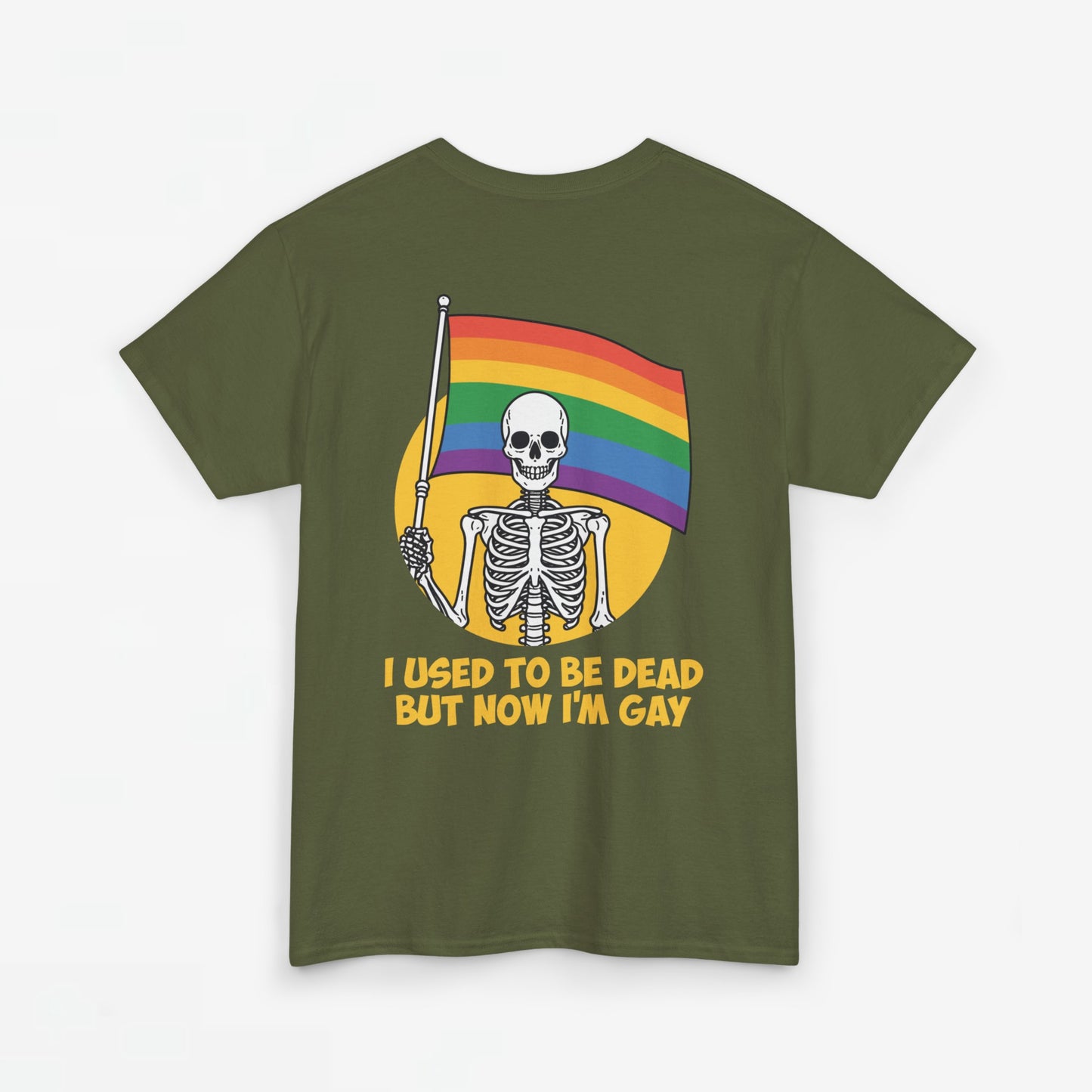 Gay Pride T-shirt - Skelet I used to be dead but now I'm Gay - Back Print - Oversized #78