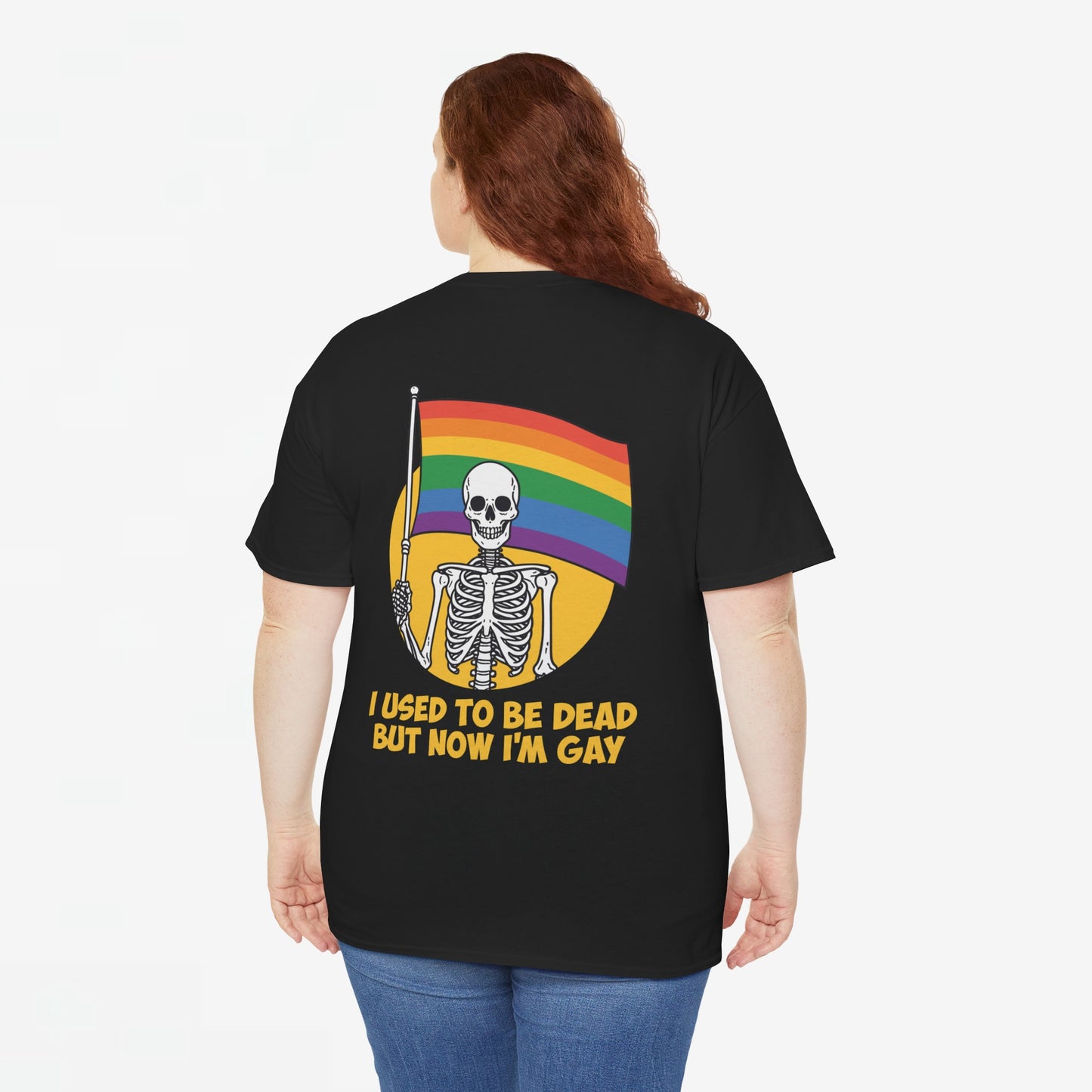 Gay Pride T-shirt - Skelet I used to be dead but now I'm Gay - Back Print - Oversized #78