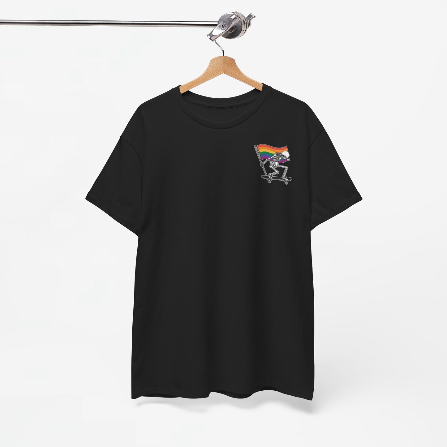Gay Pride T-shirt - Skelet Pride Regenboog Flag - Back Print - Oversized #71