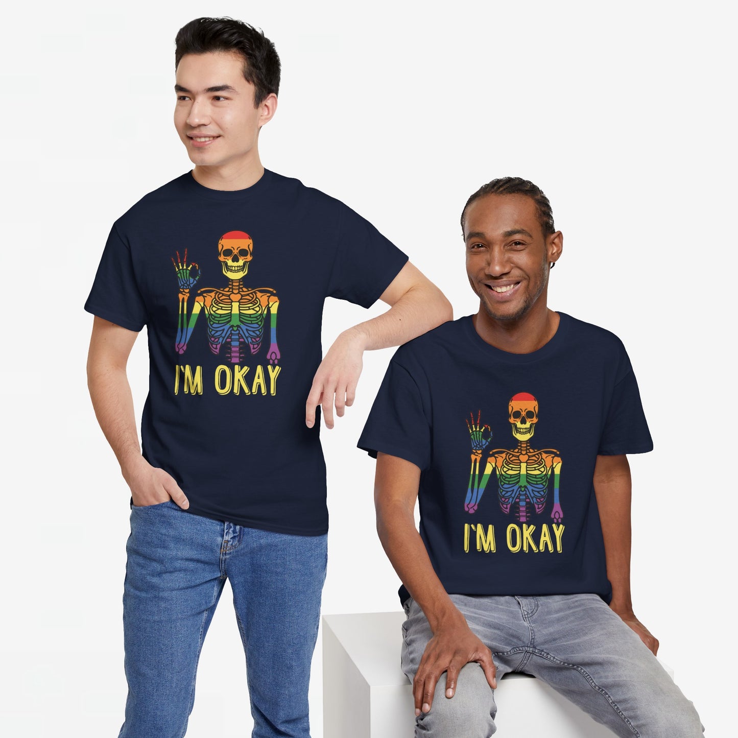 Gay Pride T-shirt - Skelet I'm Okay - Oversized #69